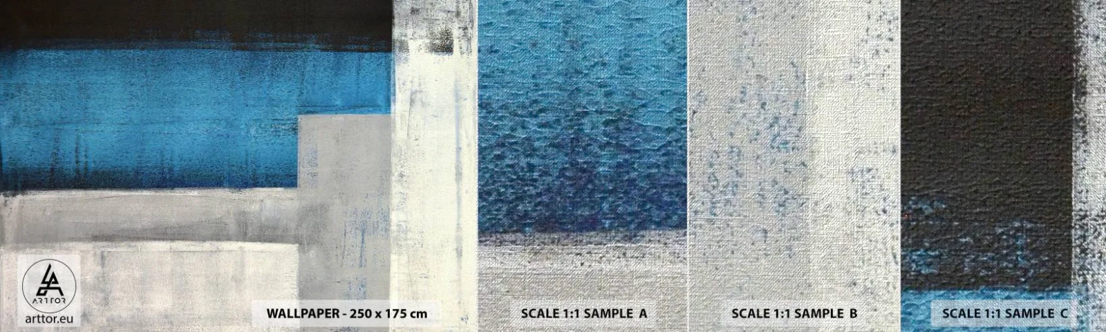 Fototapeta Próbka Premium Canvas - Kompozycja poetycka szarości i błękitu - Abstrakcja, Sztuka, Malarstwo - 100x30 cm