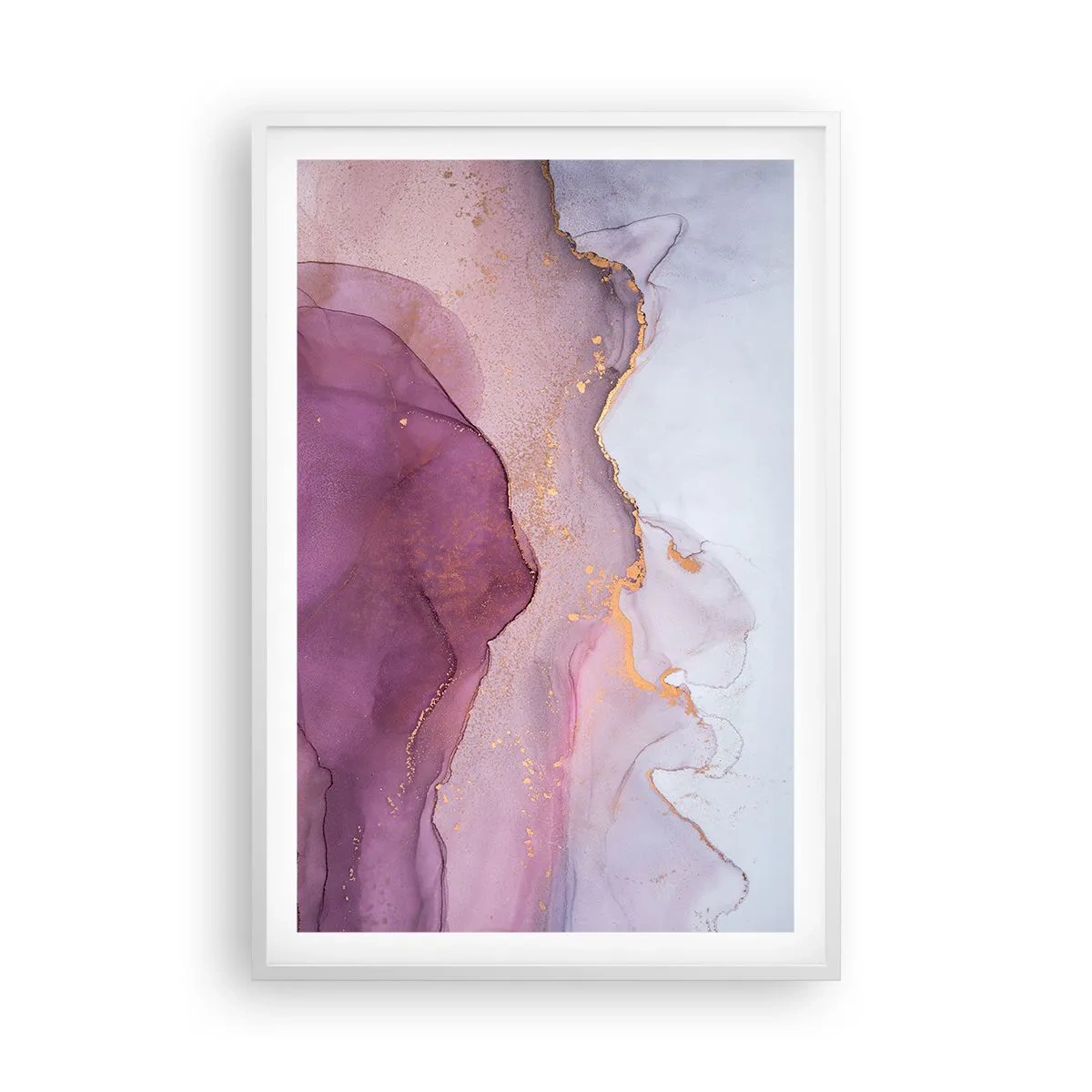 Plakat w białej ramie - Fale lila i fioletu - 61x91 cm