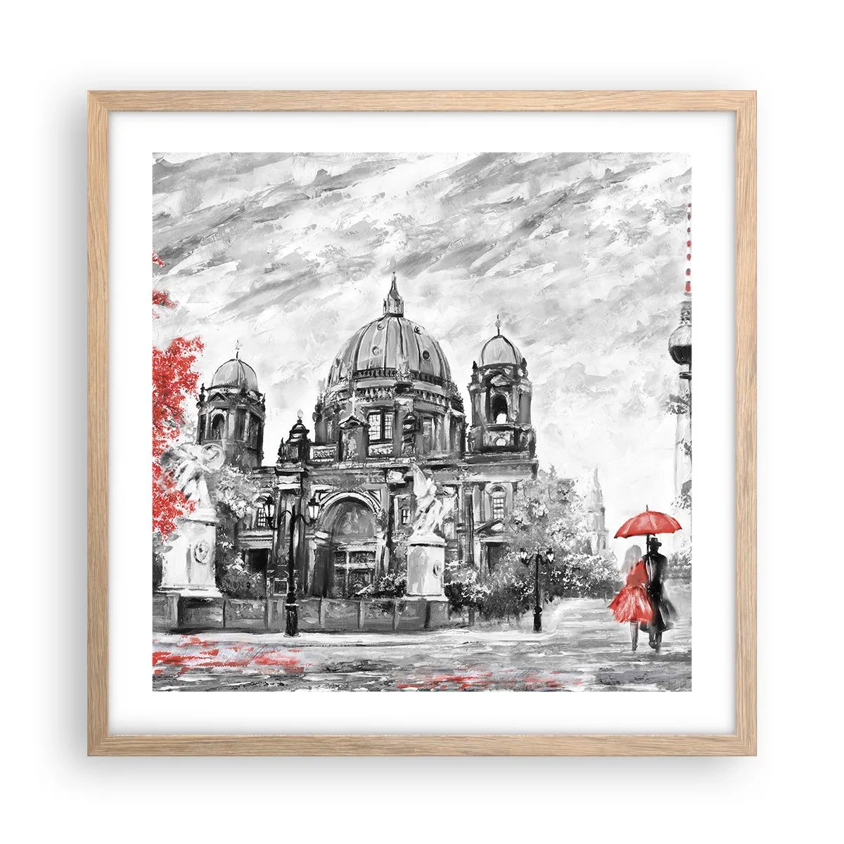 Plakat w ramie jasny dąb - Berlińskie spotkanie - 50x50 cm