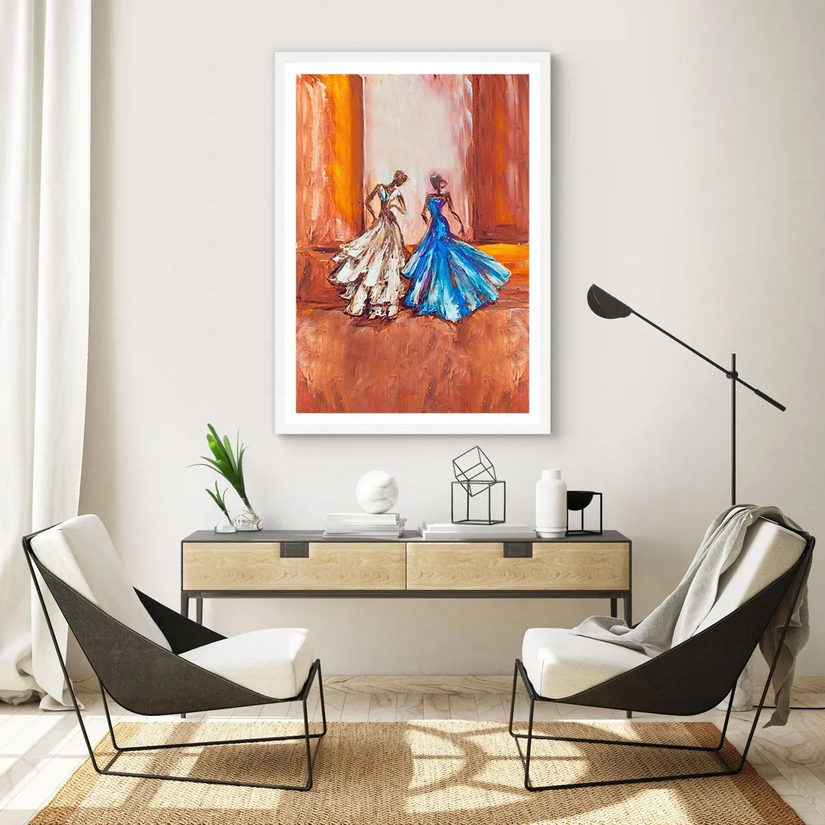 Plakat w białej ramie - Wdzięczny duet - 70x100 cm