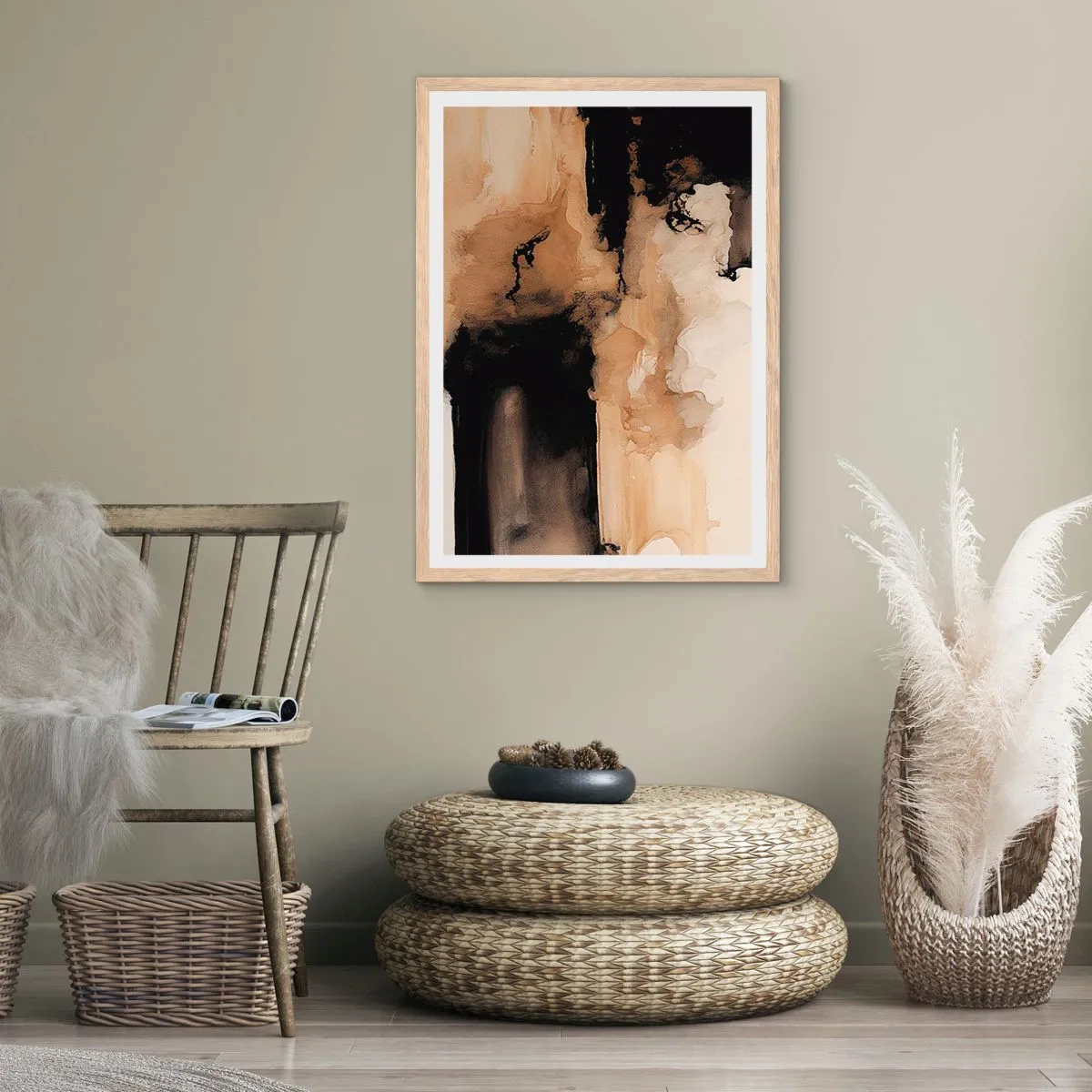 Plakat w ramie jasny dąb - Abstrakcja intrygująca - 40x50 cm