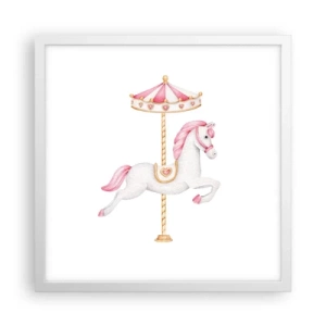 Plakat w białej ramie - Ruszył z kopyta - 40x40 cm