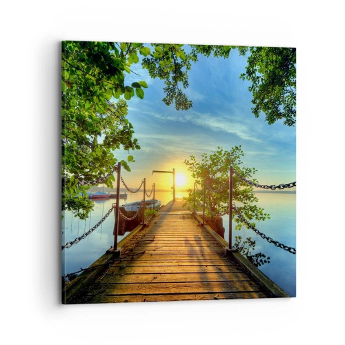 Obraz na płótnie - Zachód nad wodą - 70x70 cm