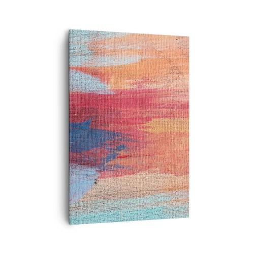 Obraz na płótnie - Kolorowe abstrakcyjne pociągnięcia pędzla - 70x100cm - Spłynąć tęczą - Nowoczesna dekoracja ścienna do salonu i sypialni ARTTOR