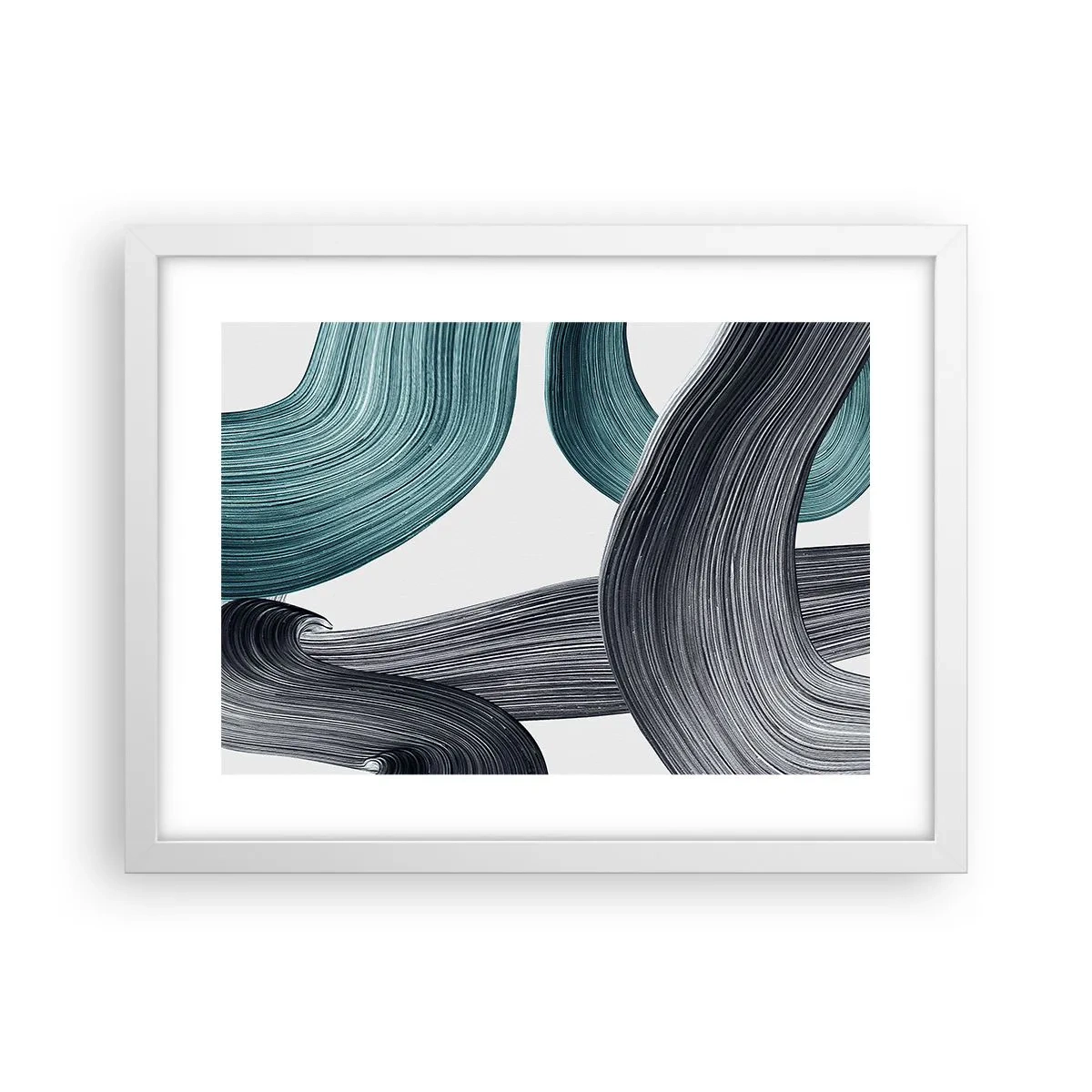 Plakat w białej ramie - Szmaragdowe i czarne szlaki - 40x30 cm