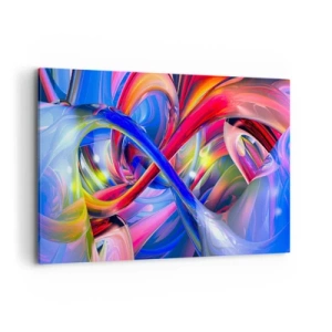 Obraz na płótnie - Abstrakcyjne, kolorowe kompozycje geometryczne w dynamicznych kształtach - 100x70cm - Taniec barw - Nowoczesna dekoracja ścienna do salonu, kuchni i sypialni ARTTOR