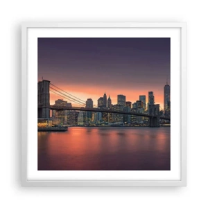 Plakat w białej ramie - Zatopione w  liliowej ciszy - 50x50 cm