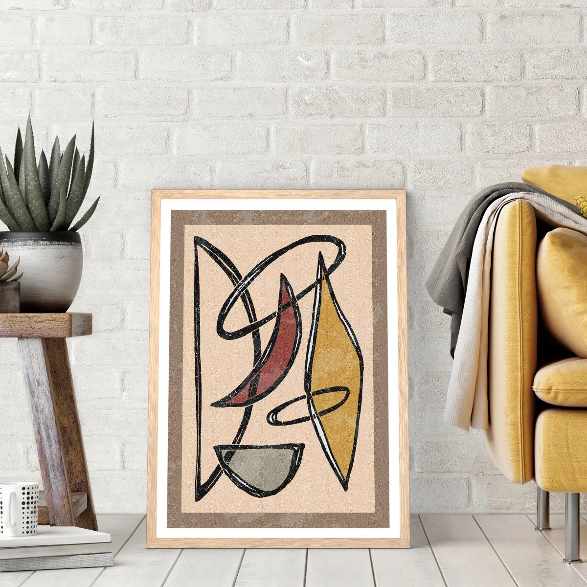 Plakat w ramie jasny dąb - Kompozycja – łuki i owale - 70x100 cm