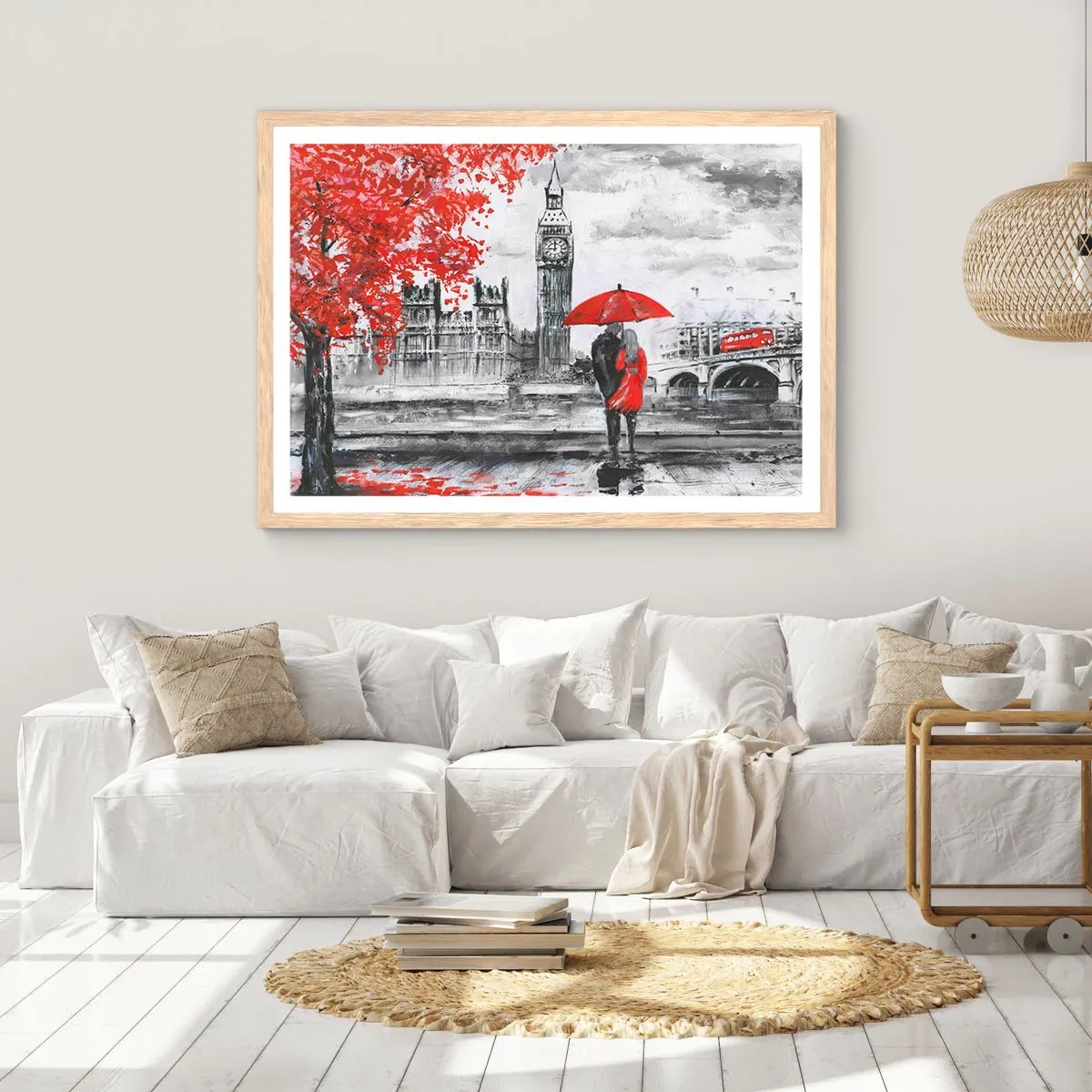 Plakat w ramie jasny dąb - Zakochani w Londynie - 70x50 cm