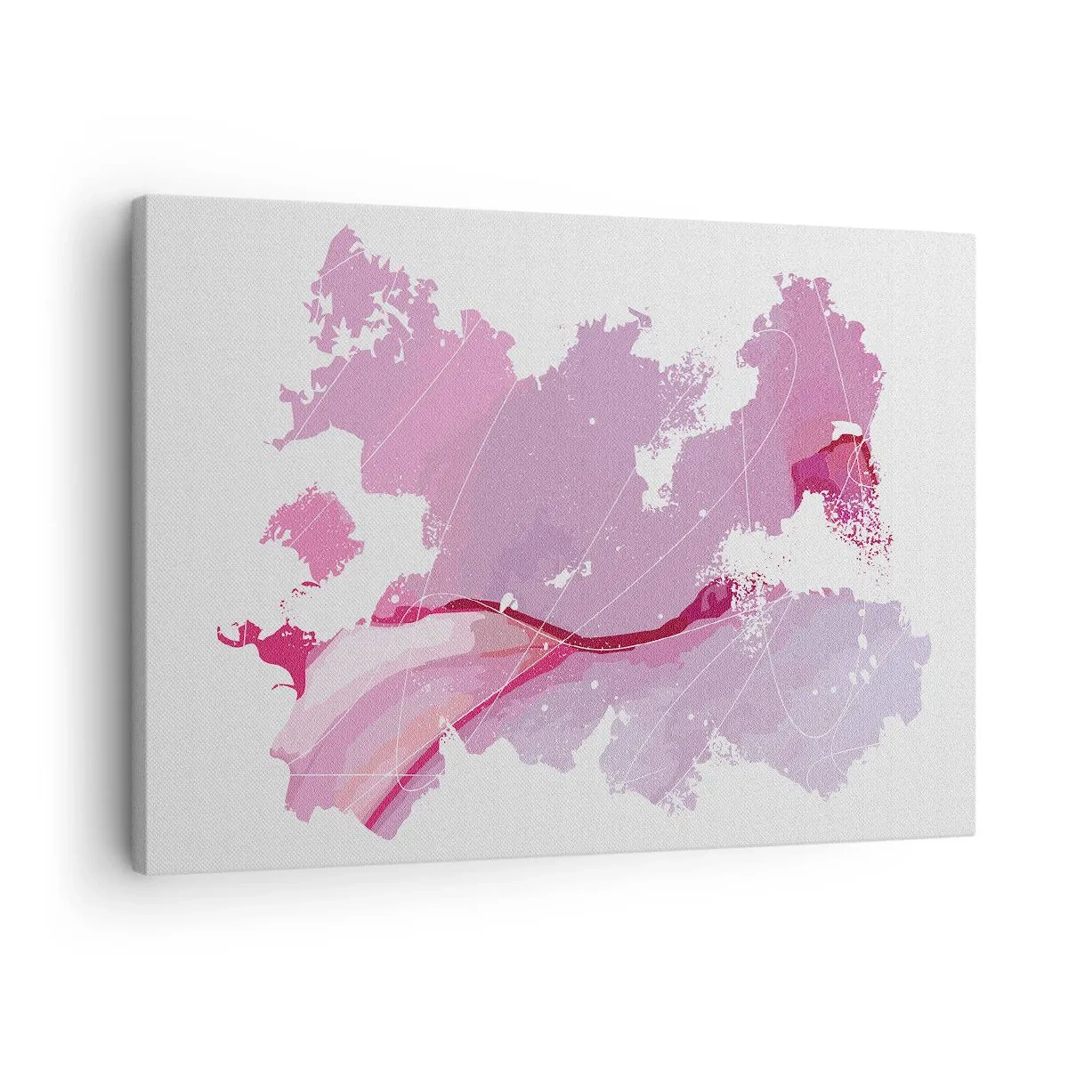 Obraz na płótnie - Abstrakcyjna mapa świata w odcieniach różu - 70x50cm - Mapa różowego świata - Nowoczesna dekoracja ścienna do salonu i sypialni ARTTOR