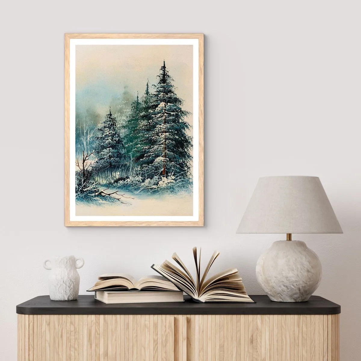 Plakat w ramie jasny dąb - Gotowe do Świąt - 50x70 cm