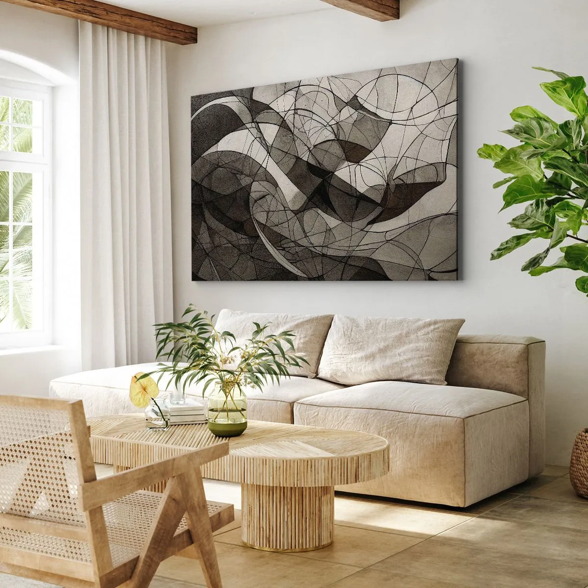 Obraz na płótnie - Abstrakcyjny wzór w brązowych i ziemistych tonach - 70x50cm - Cyrkulacja barw ziemi - Nowoczesna dekoracja ścienna do salonu i sypialni ARTTOR
