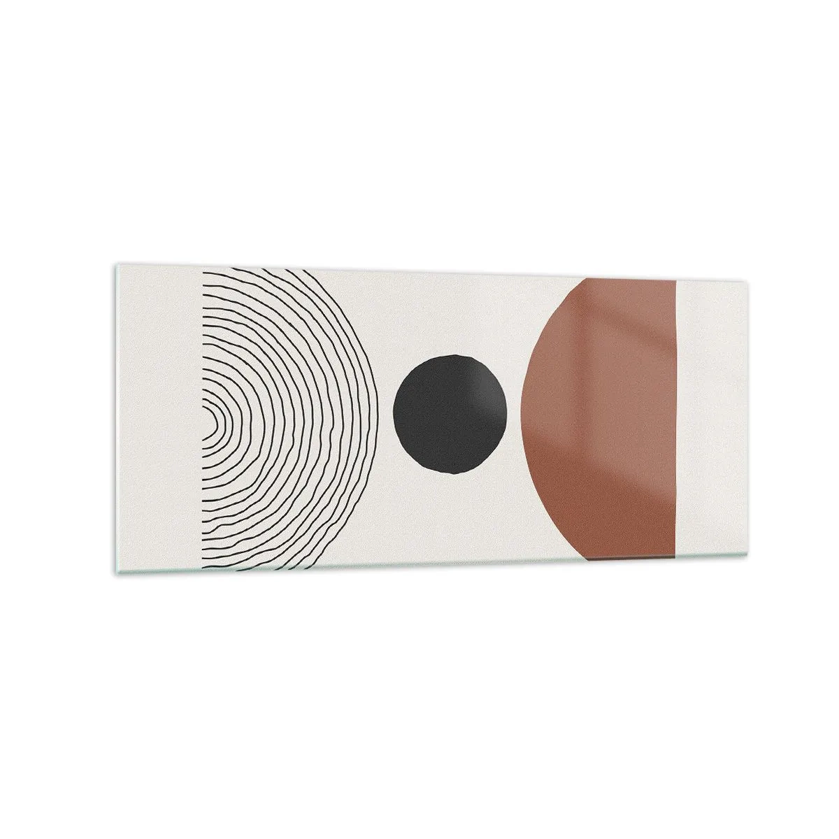 Obraz na szkle - Abstrakcyjne figury geometryczne w ciepłych barwach - 120x50cm - W centrum uwagi - Nowoczesna dekoracja ścienna do salonu i sypialni ARTTOR