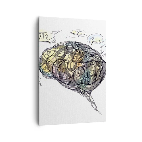 Obraz na płótnie - Artystyczna wizja mózgu z kolorowymi elementami - 70x100cm - Człowiek - wielka zagadka - Nowoczesna dekoracja ścienna do salonu i sypialni ARTTOR