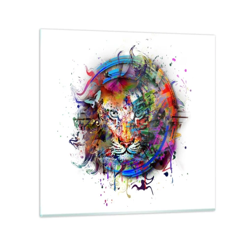 Obraz na szkle - Czai się za tęczową zasłoną - 60x60 cm