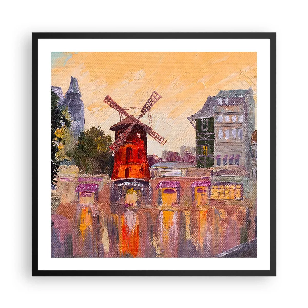 Plakat w czarnej ramie - Paryskie ikony – Moulin Rouge - 60x60 cm