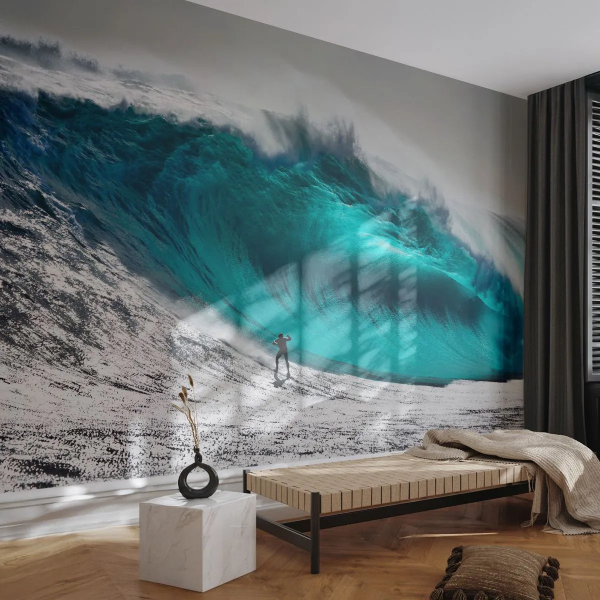 Fototapeta Premium Sand - Siła oceanu - 100x70cm - Wyzwanie przyjęte - Nowoczesna dekoracja ścienna do salonu, kuchni i sypialni ARTTOR