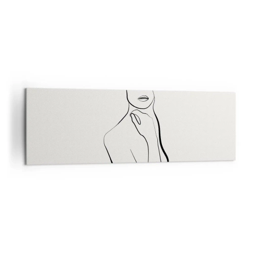 Obraz na płótnie - Minimalistyczny szkic sylwetki kobiety na jasnym tle - 160x50cm - Fala melancholii - Nowoczesna dekoracja ścienna do salonu i sypialni ARTTOR