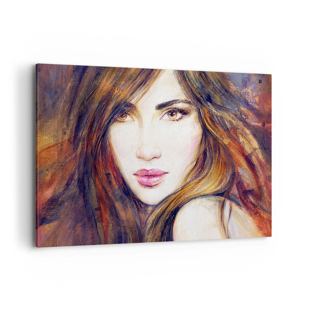 Obraz na płótnie - Portret kobiety w malarskim stylu - 120x80cm - Grosik za twoje myśli - Nowoczesna dekoracja ścienna do salonu, kuchni i sypialni ARTTOR