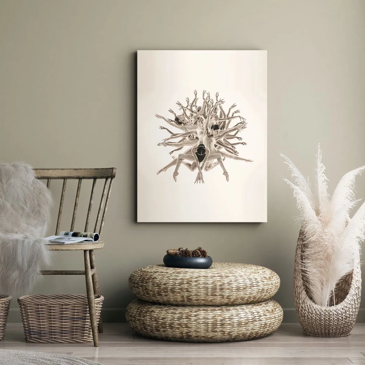 Obraz na płótnie - Abstrakcyjna kompozycja tancerzy w ruchu - 80x120cm - Rozkwitanie w tańcu - Nowoczesna dekoracja ścienna do salonu i sypialni ARTTOR