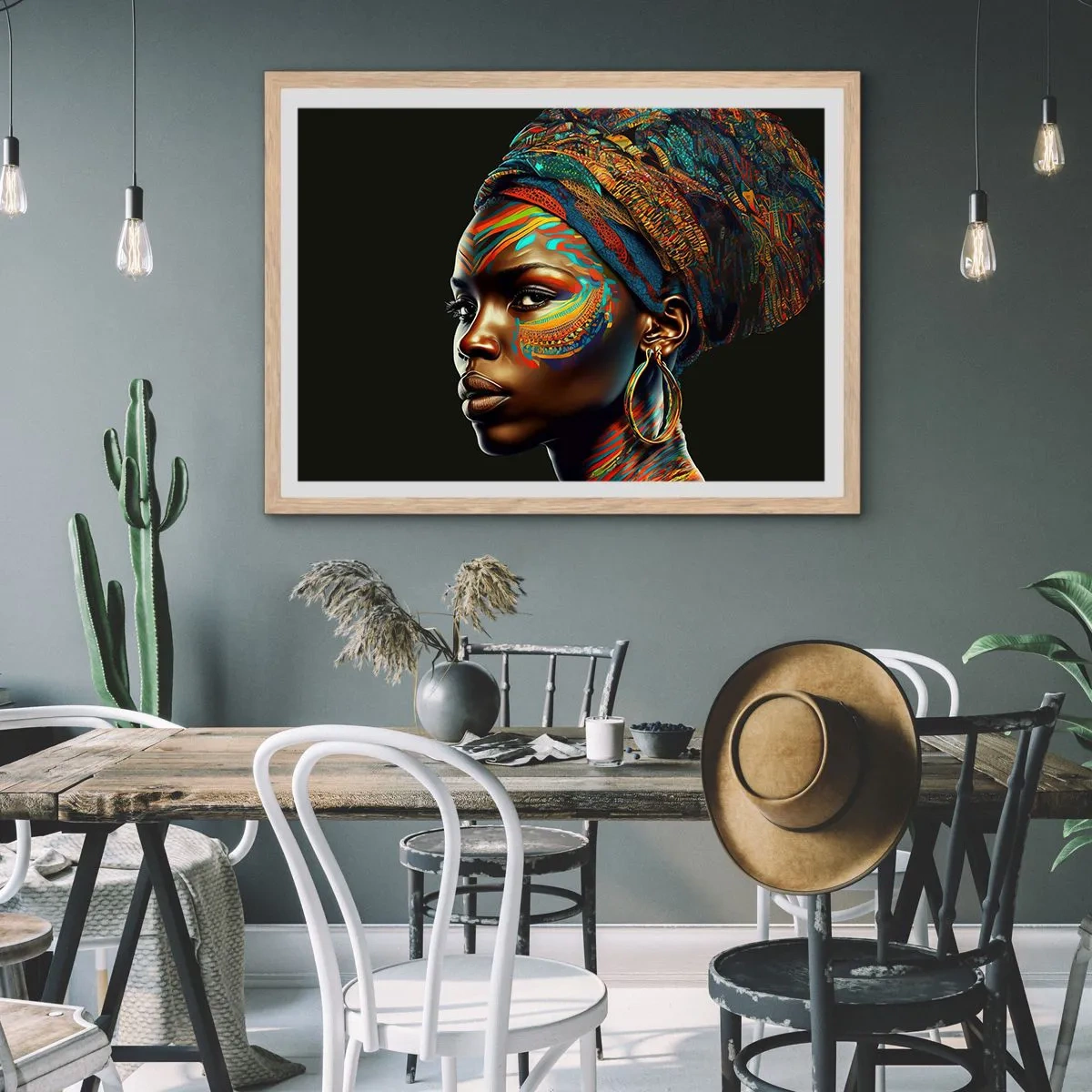 Plakat w ramie jasny dąb - Afrykańska królowa - 50x40 cm