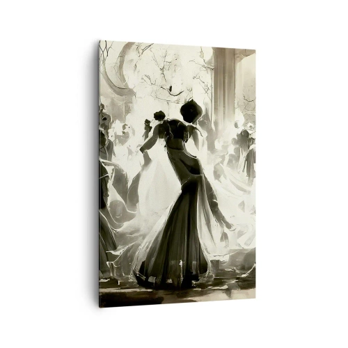 Obraz na płótnie - Bal w stylu retro w tonacji czarno-białej - 80x120cm - Wielka maskarada - Nowoczesna dekoracja ścienna do salonu i sypialni ARTTOR