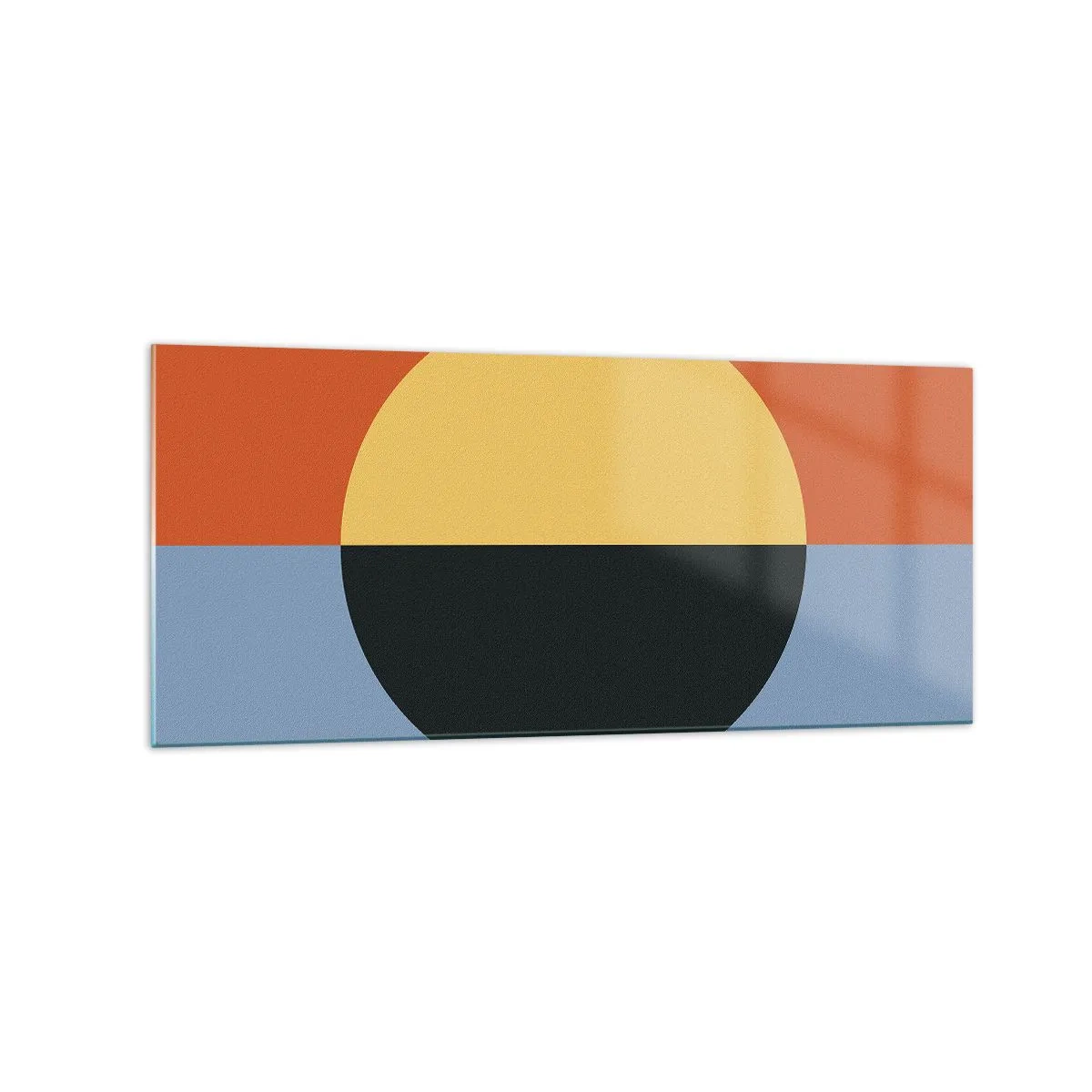 Obraz na szkle - Abstrakcja geometryczna z kontrastowymi kolorami - 120x50cm - Kompozycja ciepła i chłodu - Nowoczesna dekoracja ścienna do salonu i sypialni ARTTOR