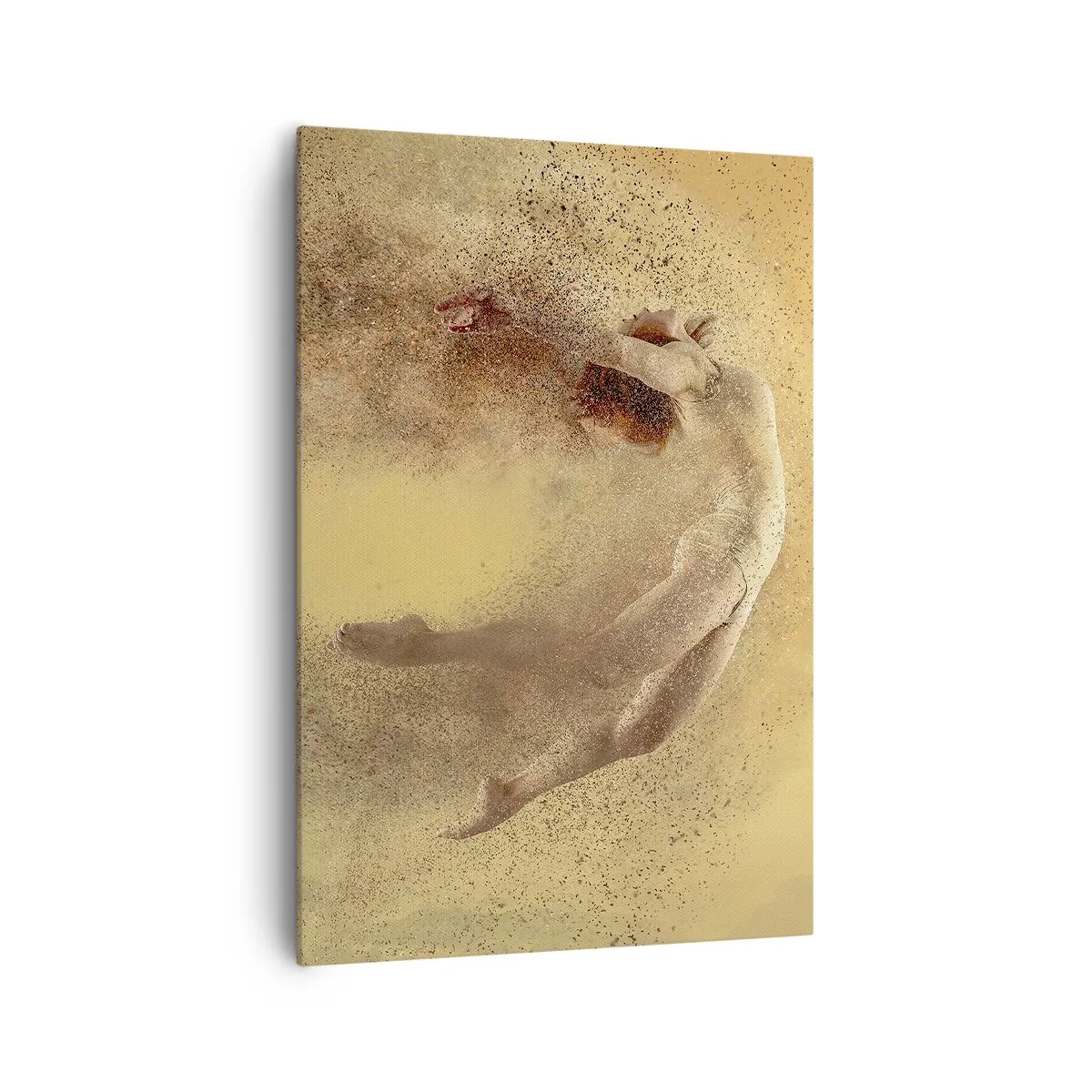 Obraz na płótnie - Postać w dynamicznym ruchu z efektem rozpadu - 70x100cm - W tanecznym uniesieniu - Nowoczesna dekoracja ścienna do salonu i sypialni ARTTOR