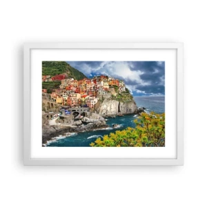 Plakat w białej ramie - Gromadka przytulona do skał - 40x30 cm