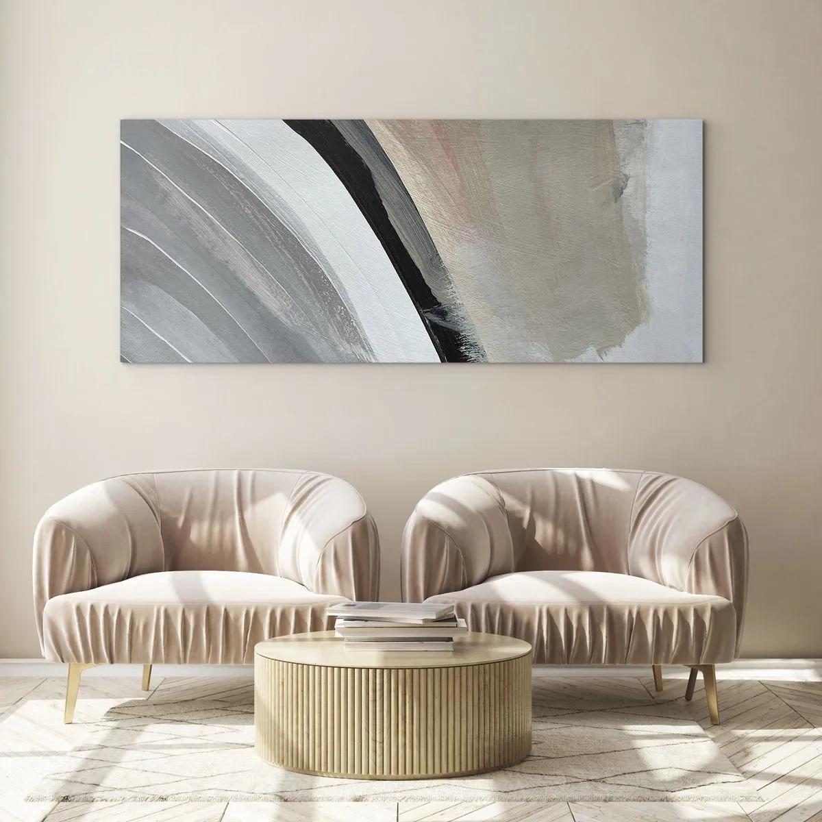 Obraz na szkle - Kompozycja: łuk czerni i szarości - 100x40 cm