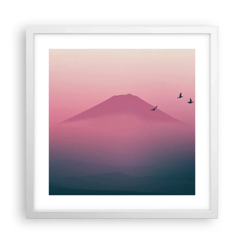 Plakat w białej ramie - Wędrowcy ponad chmurami - 40x40 cm