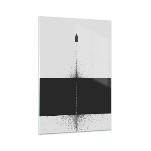 Obraz na szkle - Symboliczny pocisk w minimalistycznym, abstrakcyjnym stylu - 70x100cm - Prosto do celu - Nowoczesna dekoracja ścienna do salonu i sypialni ARTTOR