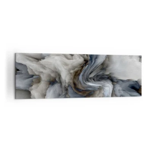 Obraz na płótnie - Abstrakcyjny wir w odcieniach szarości i błękitu - 160x50cm - Kamień i kwiat - Nowoczesna dekoracja ścienna do salonu i sypialni ARTTOR