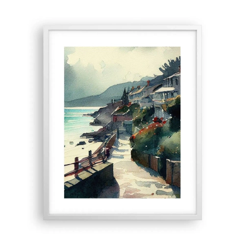 Plakat w białej ramie - Śródziemnomorskie miasteczko - 40x50 cm
