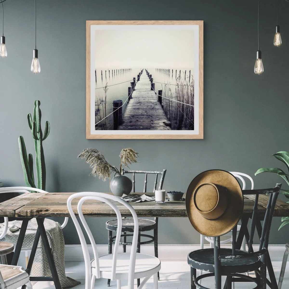 Plakat w ramie jasny dąb - Zanurz się w spokoju - 60x60 cm