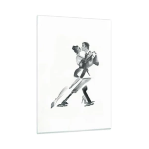 Obraz na szkle - Para tańcząca tango w czarno-białej akwareli - 50x70cm - W jednym rytmie - Nowoczesna dekoracja ścienna do salonu, kuchni i sypialni ARTTOR