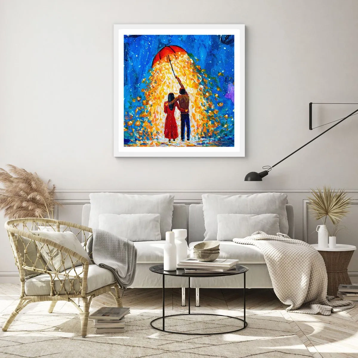 Plakat w białej ramie - Magia deszczowego wieczoru? - 30x30 cm