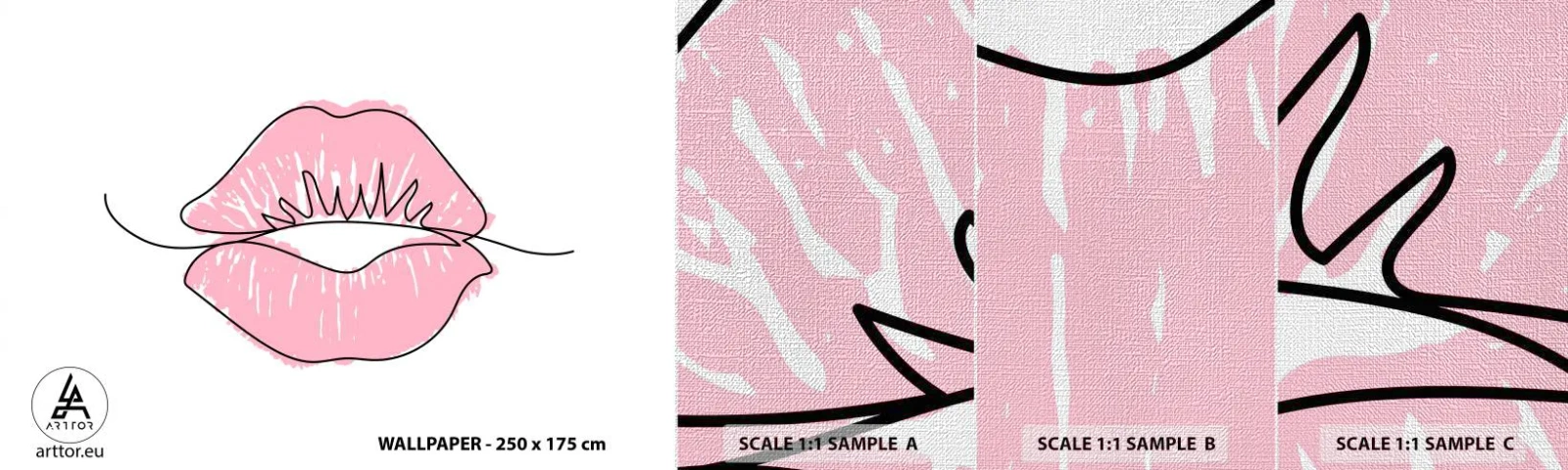 Fototapeta Próbka Premium Canvas - Gotowy do pocałunku? - Grafika, Różowe Usta, Sztuka - 100x30 cm