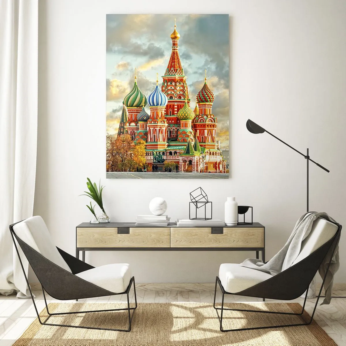 Obraz na szkle - Kolorowa katedra z charakterystycznymi kopułami - 80x120cm - Nawet Disney by nie wymyślił - Nowoczesna dekoracja ścienna do salonu i sypialni ARTTOR
