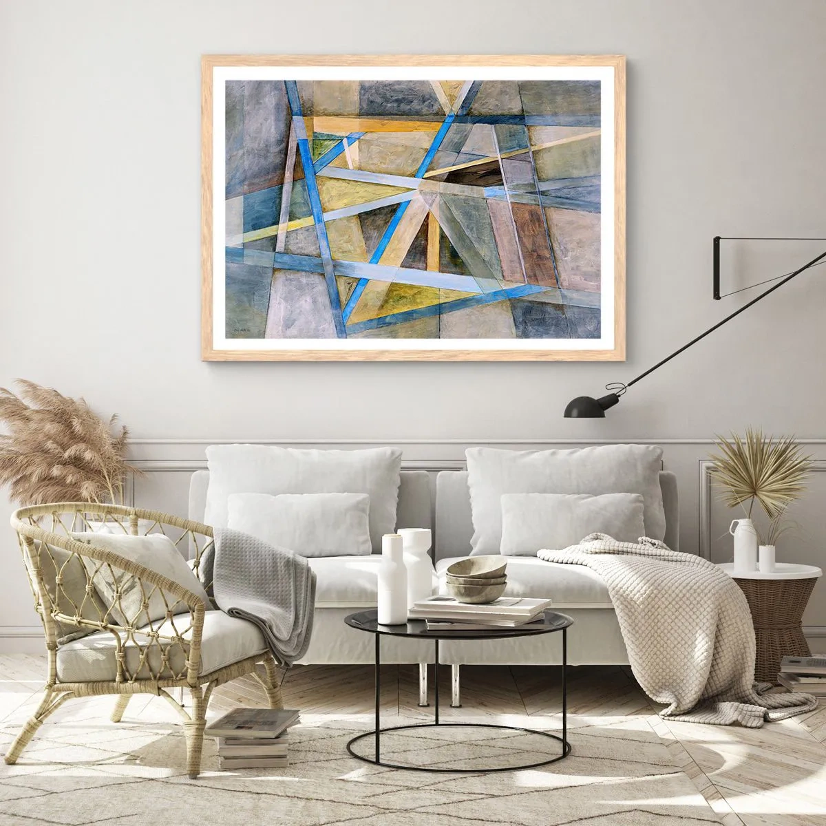 Plakat w ramie jasny dąb - Na wprost czy na skos? - 100x70 cm