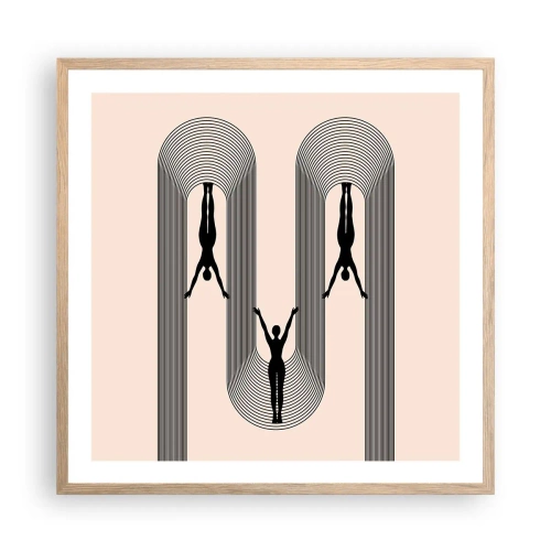 Plakat w ramie jasny dąb - Do góry nogami - 60x60 cm