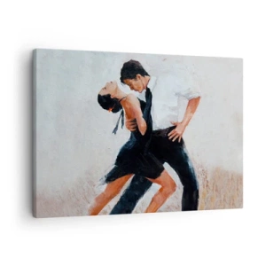 Obraz na płótnie - Para tańcząca w eleganckim, zmysłowym ujęciu - 70x50cm - Tango mych marzeń i snów - Nowoczesna dekoracja ścienna do salonu i sypialni ARTTOR
