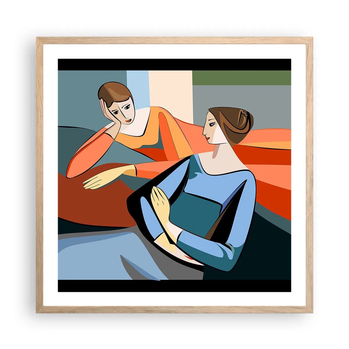 Plakat w ramie jasny dąb - Chwila zwierzeń - 60x60 cm