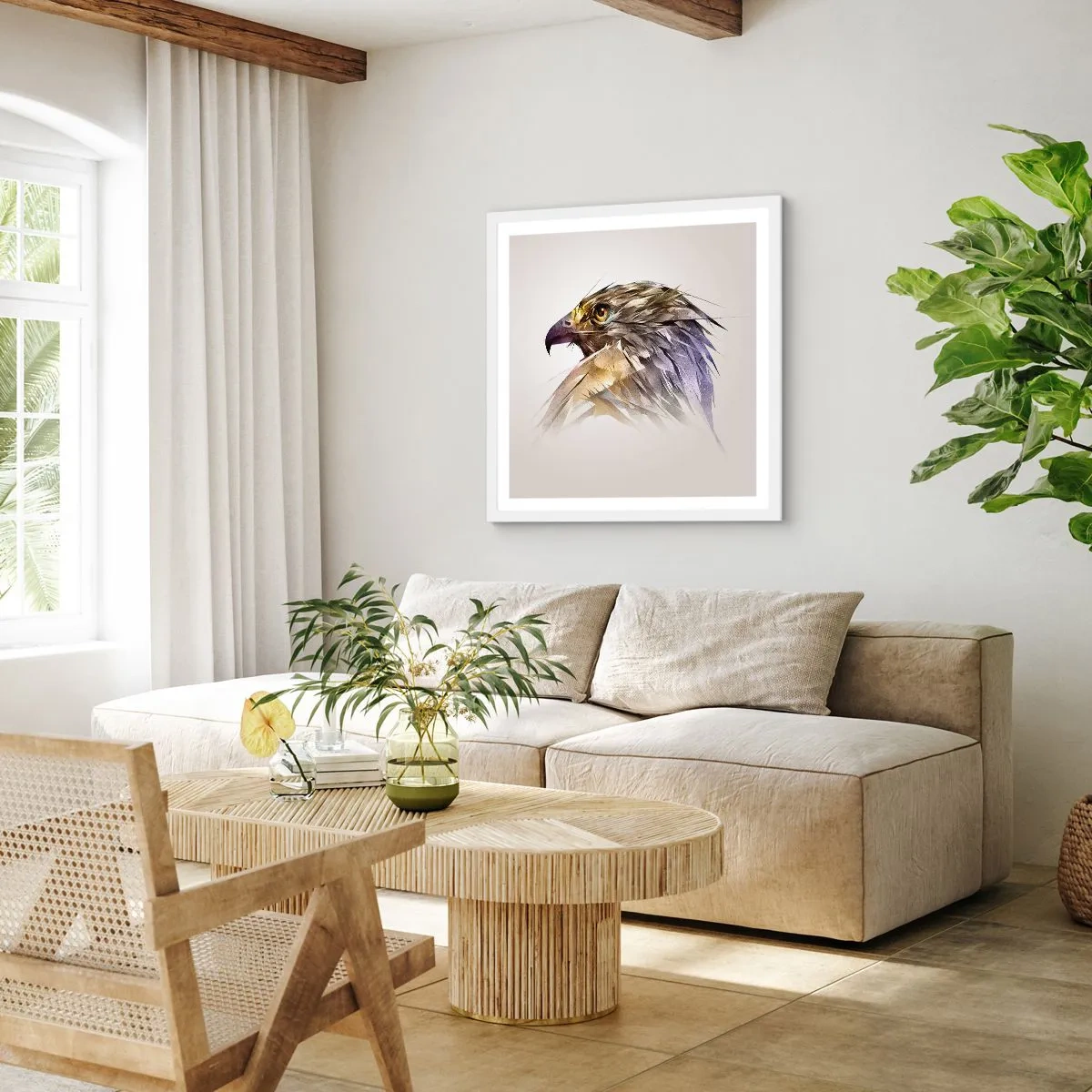 Plakat w białej ramie - Portret wojownika - 60x60 cm