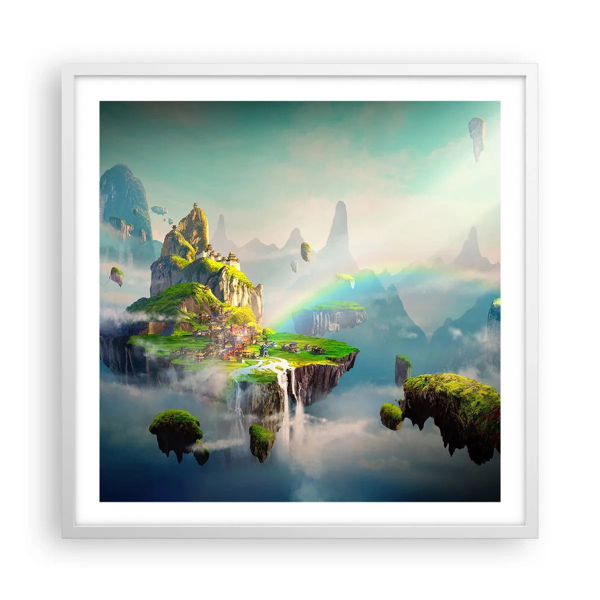 Plakat w białej ramie - Śródniebie - wyspy szczęśliwe - 60x60 cm