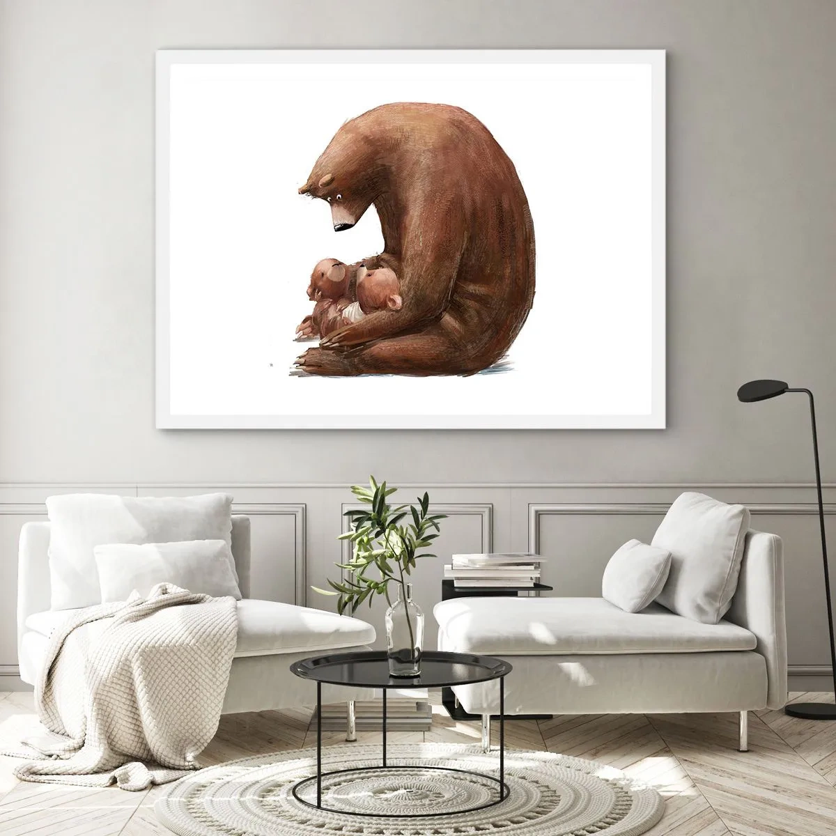 Plakat w białej ramie - Słodkich snów, dzieciaki - 40x30 cm