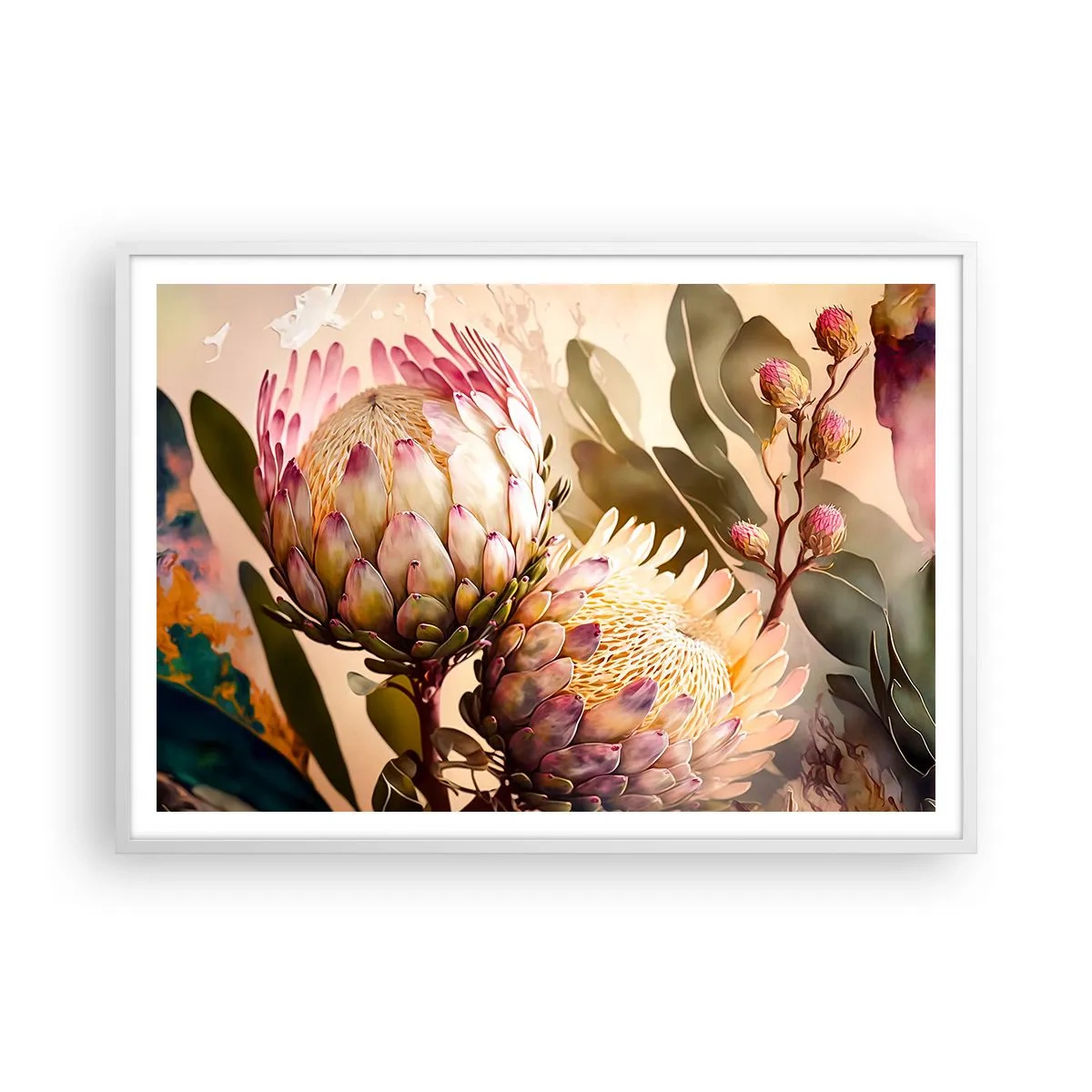 Plakat w białej ramie - Czule objęte - 100x70 cm