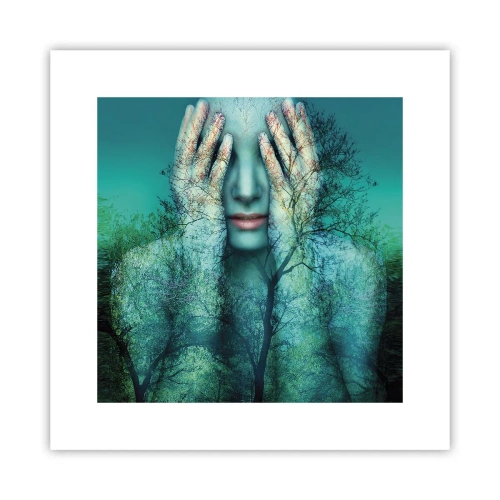 Plakat - Zanurzona w błękicie - 30x30 cm