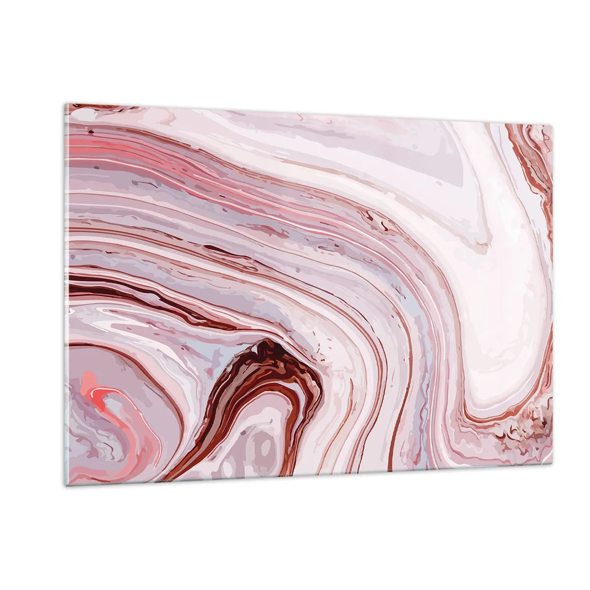 Obraz na szkle - Marmurowy wzór w odcieniach różu i brązu - 120x80cm - Prosto, potem w prawo na dół - Nowoczesna dekoracja ścienna do salonu, kuchni i sypialni ARTTOR