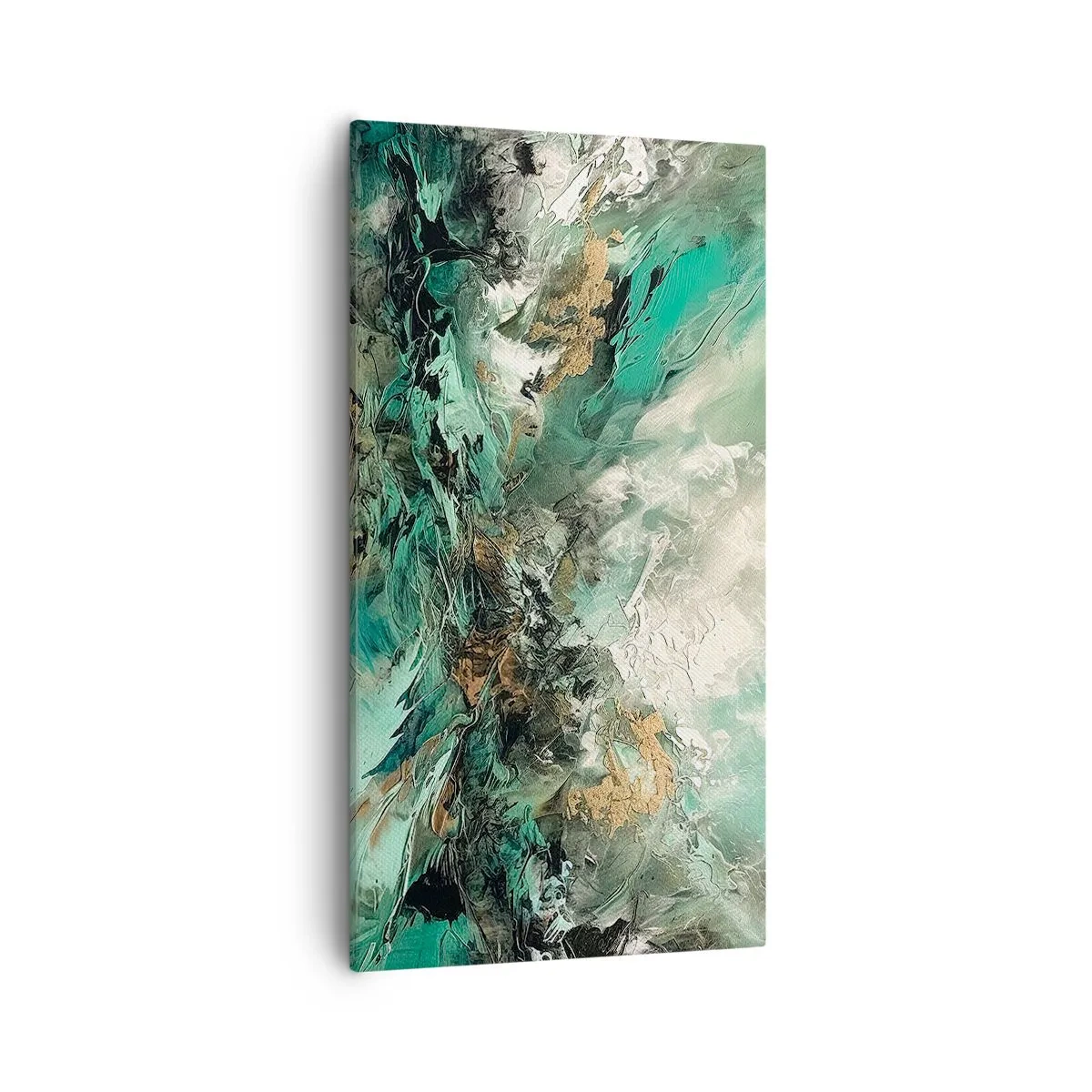 Obraz na płótnie - Szmaragdowo-czarna kipiel - 55x100 cm
